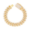 12mm S925 silver moissanite mixed inlaid T square diamond Cuban chain bracelet Gubanlink