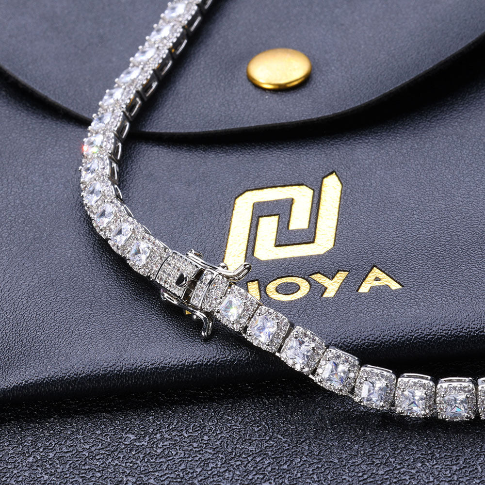 5mm White Gold S925 silver moissanite full diamond rock candy tennis bracelet Gubanlink