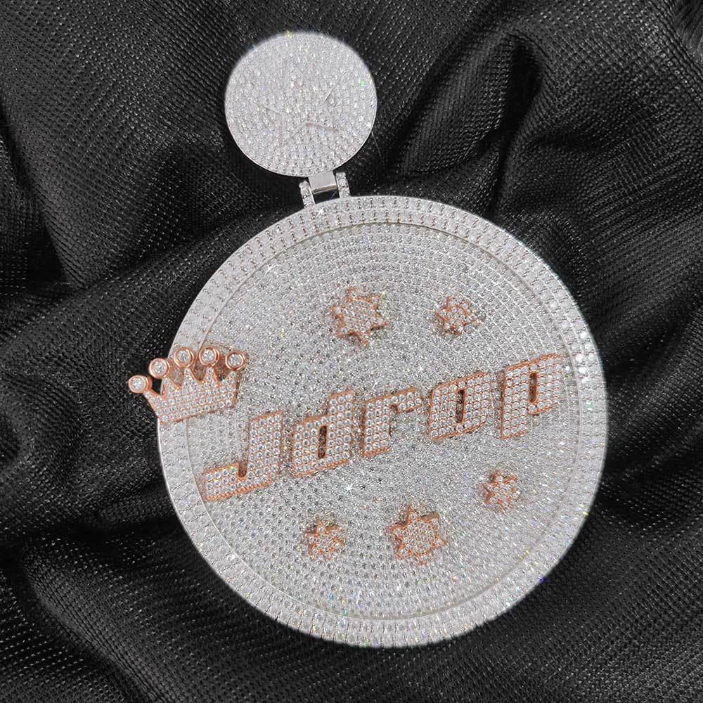 Customized Letter and Number Round Star Crown Pendant