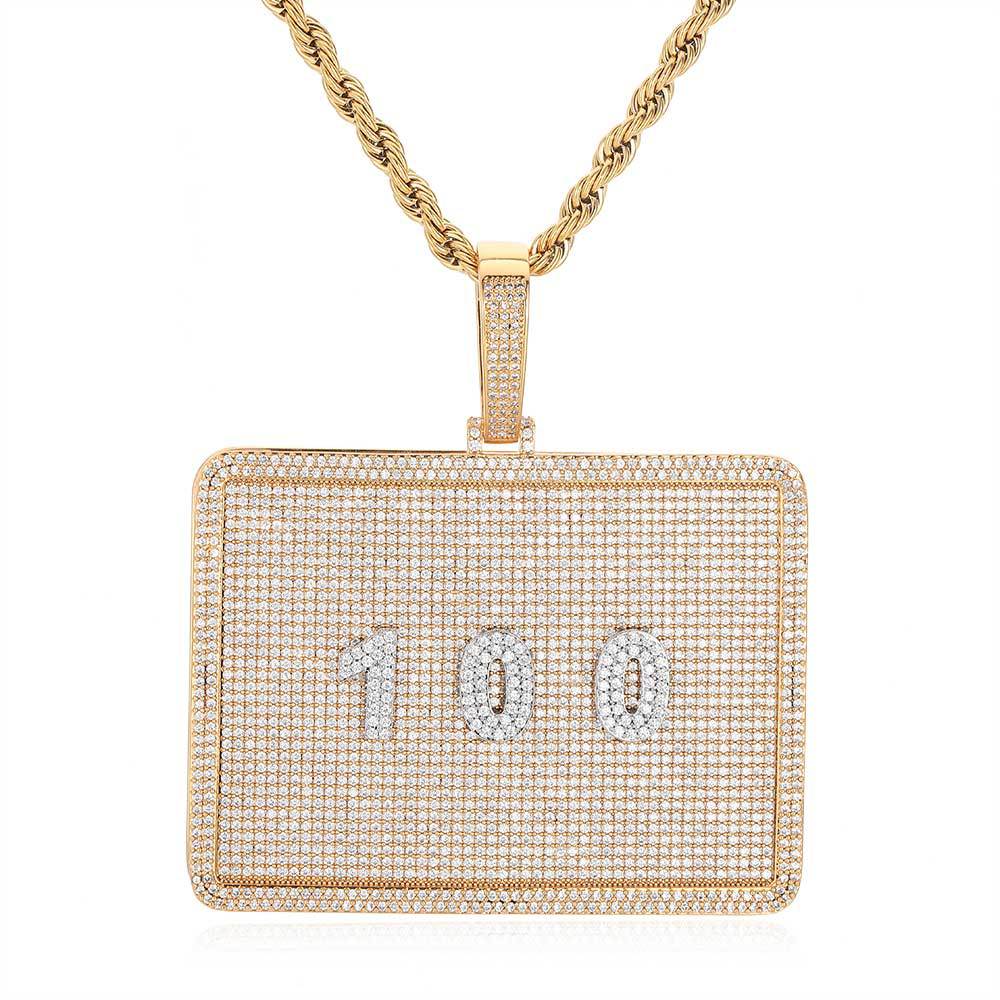 Hip Hop Rectangular Zirconia Custom Letter Pendant Gubanlink