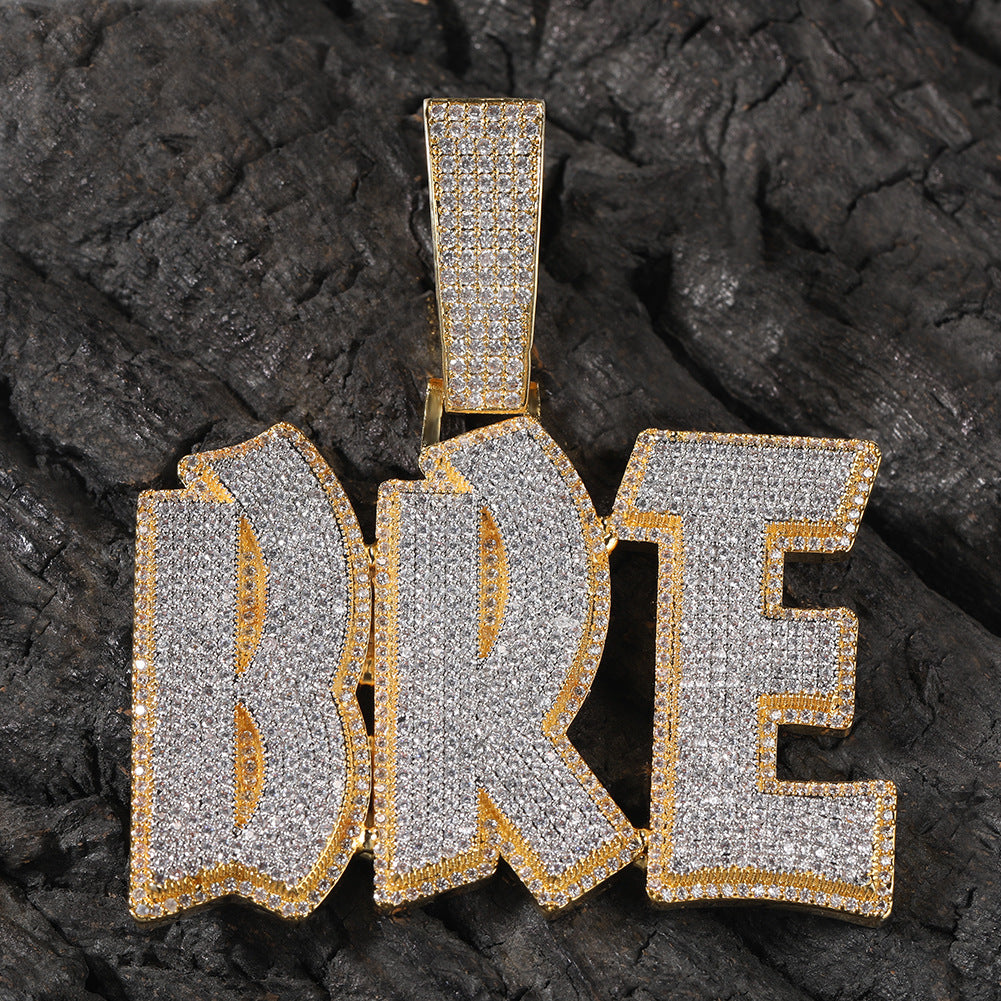 Customized Digital and Alphabet Zircon Pendant