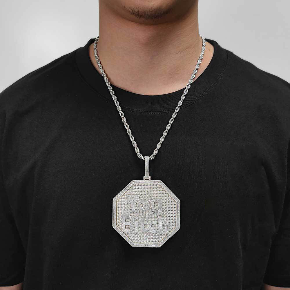 3D Big Octagon Custom Letter Pendant