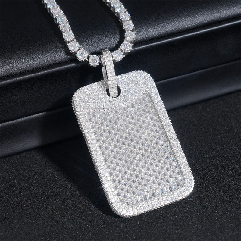 S925 Sterling Silver Moissanite Square Pendant