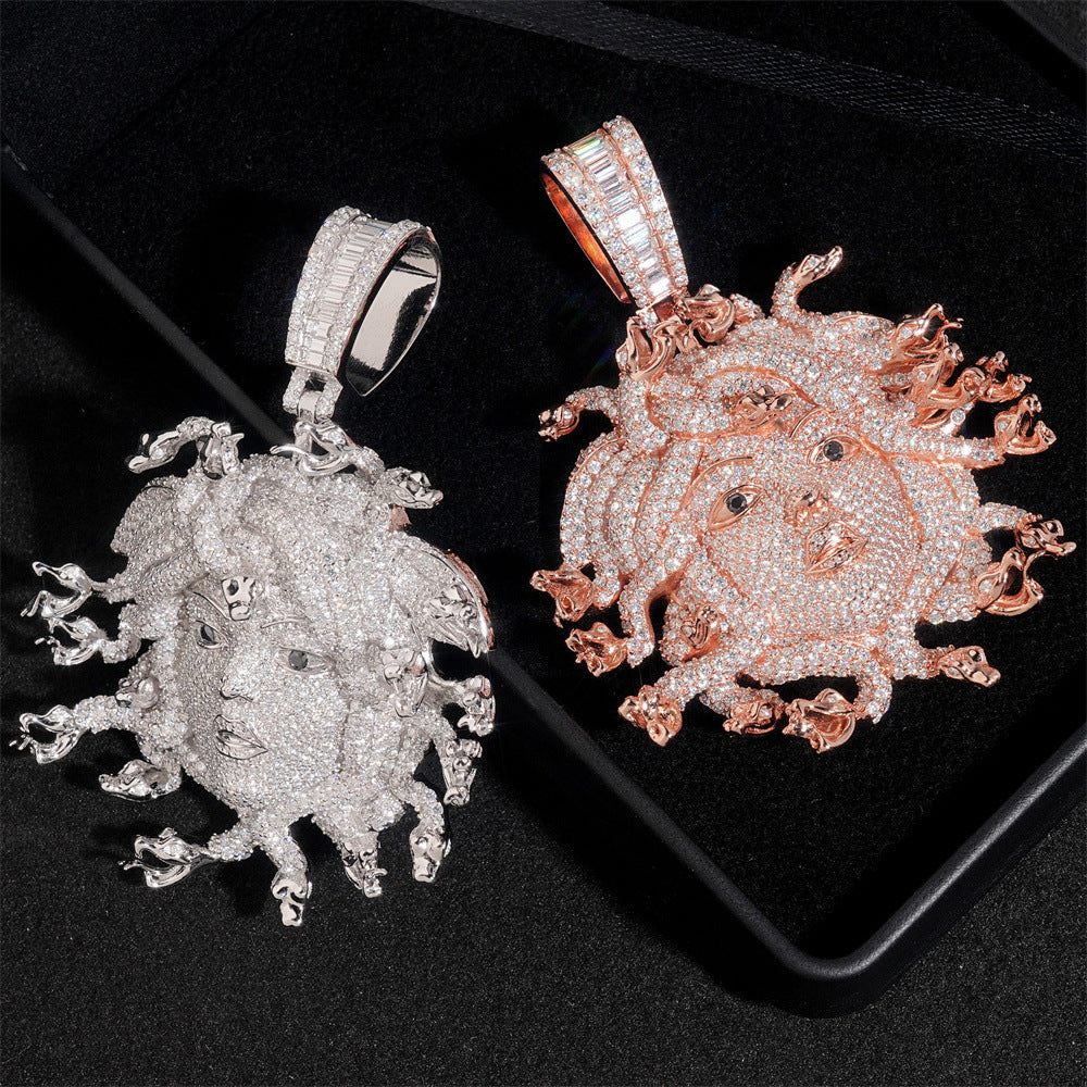 Moissanite Medusa Head Pendant