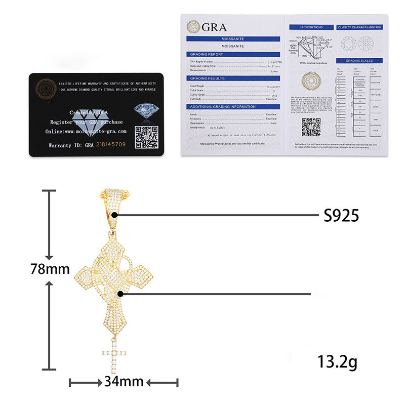 Moissanite S925 Double Cross Pendant UCCIYO