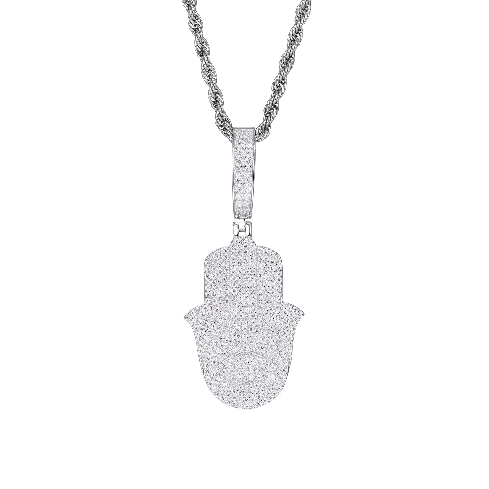 S925 Silver Moissanite Hip-hop Vintage Fatima Pendant