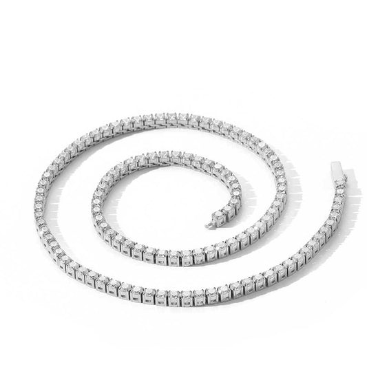 4MM White Gold Plated Tennis Chain