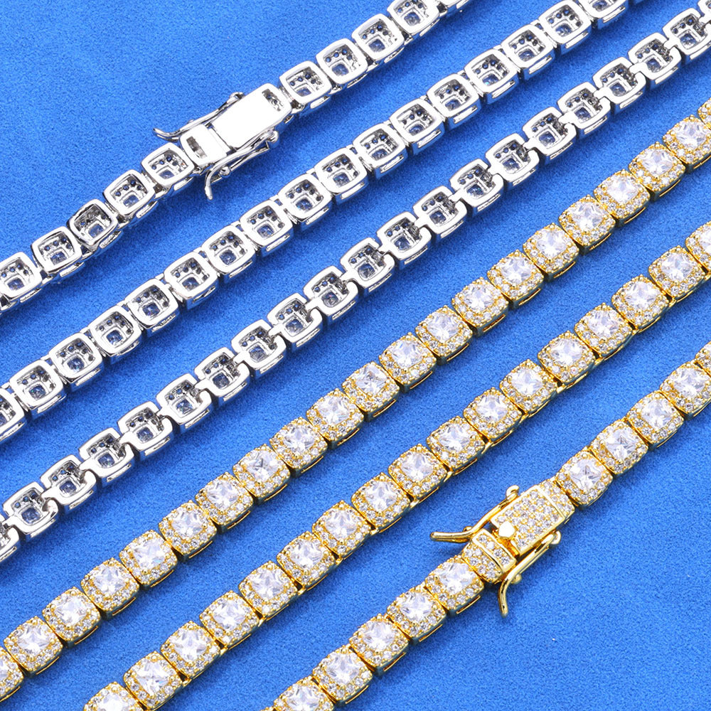 5mm  Gold S925 silver moissanite full diamond rock candy tennis bracelet Gubanlink