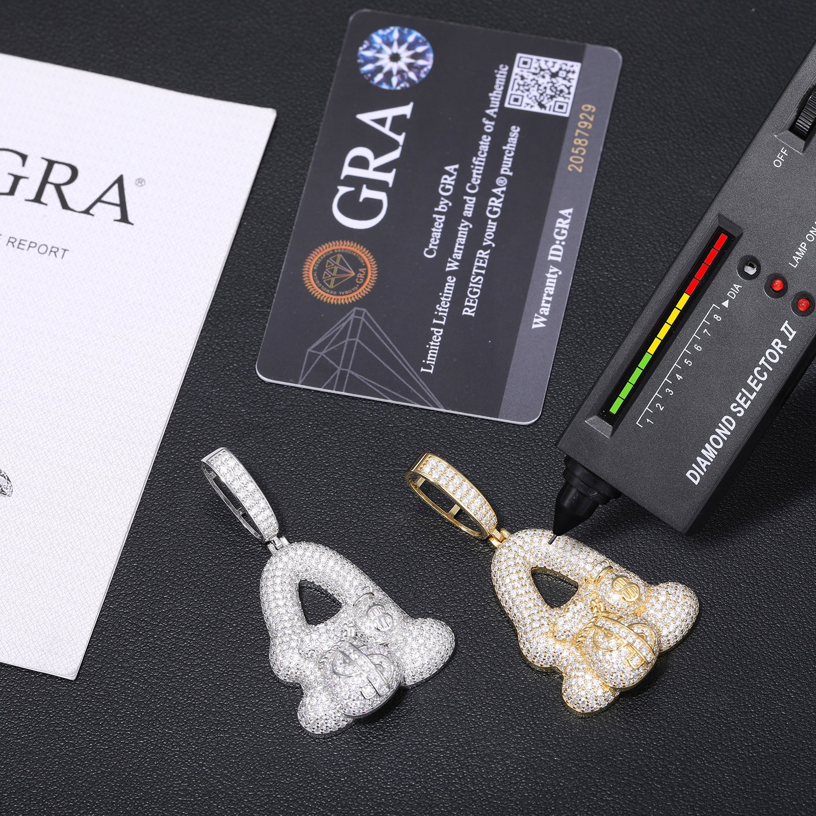 S925 Silver Moissanite Money Bag Letter Pendant Gubanlink