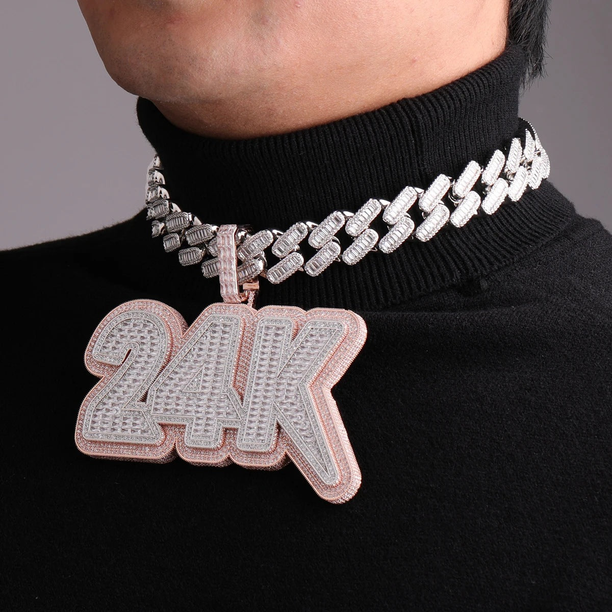 Customized Copper Inlaid Zircon Digital Letter Pendant Gubanlink