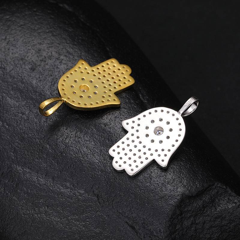 Hamsa Hand 925 Vvs d Moissanite Diamond Pendant
