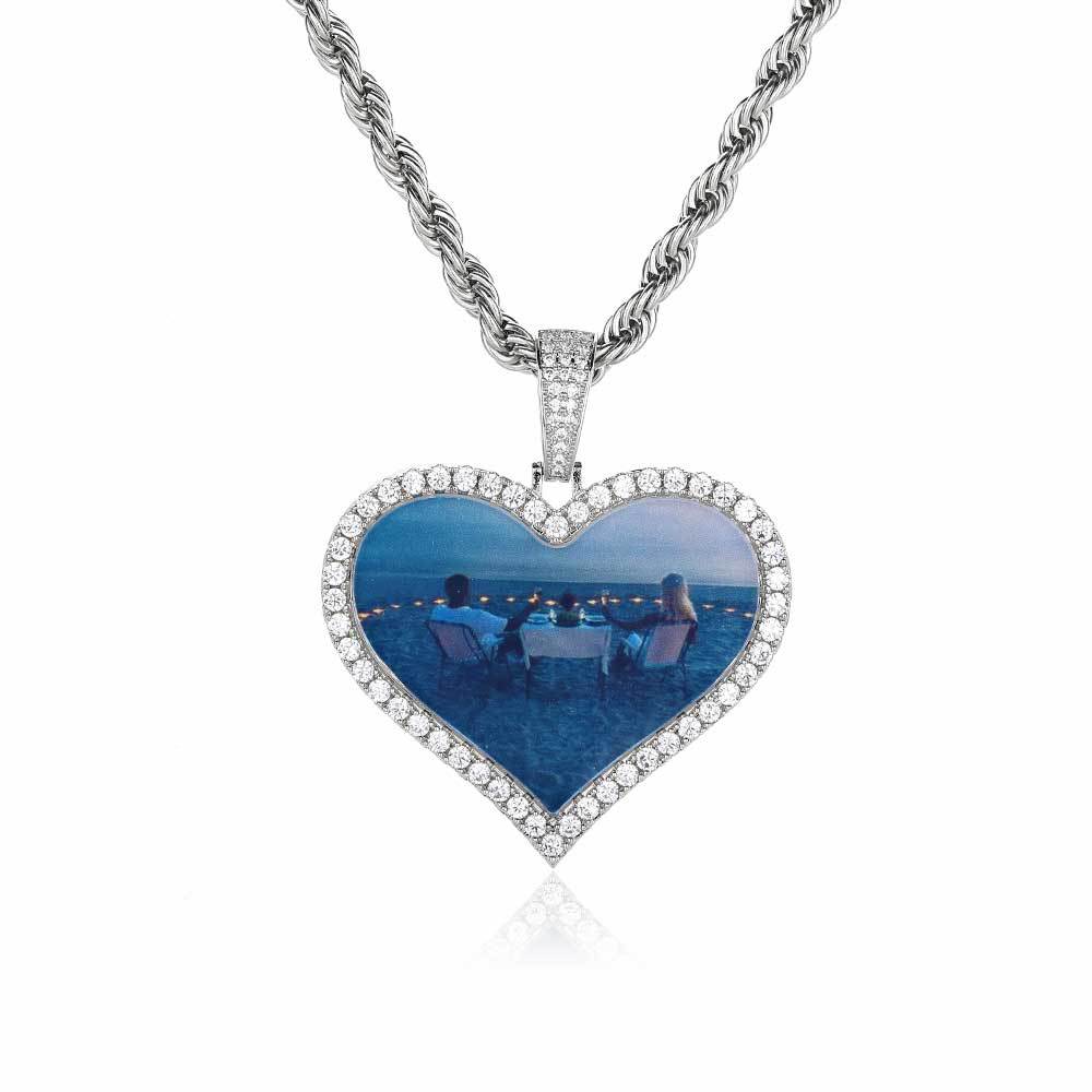 Love Photo Zircon Frame Pendant