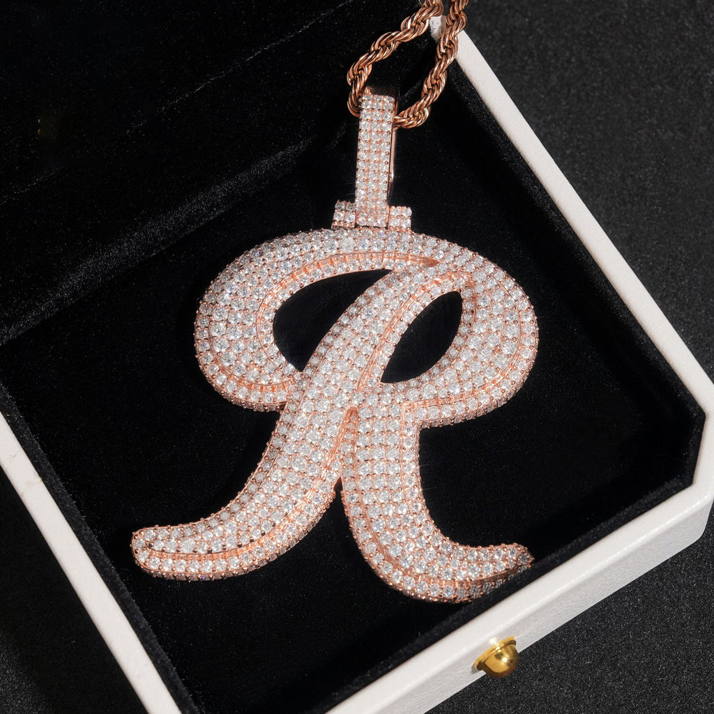 Custom Letter R Moissanite Pendant