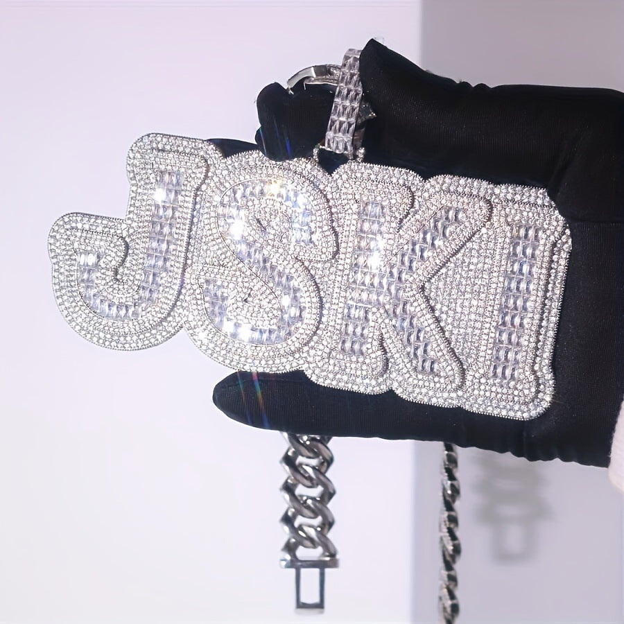 Custom Square and Round Mixed Inlaid Zircon Letter Pendant Gubanlink