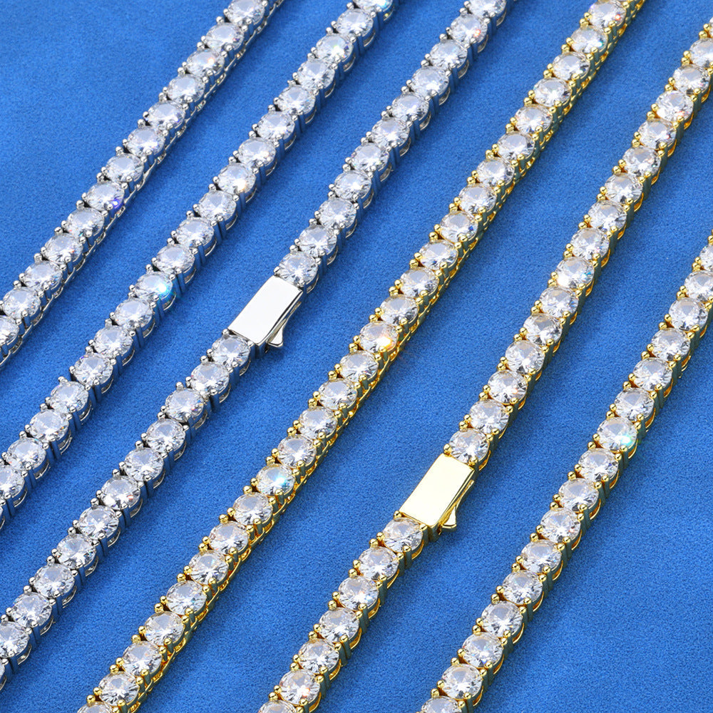 3mm-5mm  White Gold S925 Silver Moissanite Tennis Chains Gubanlink