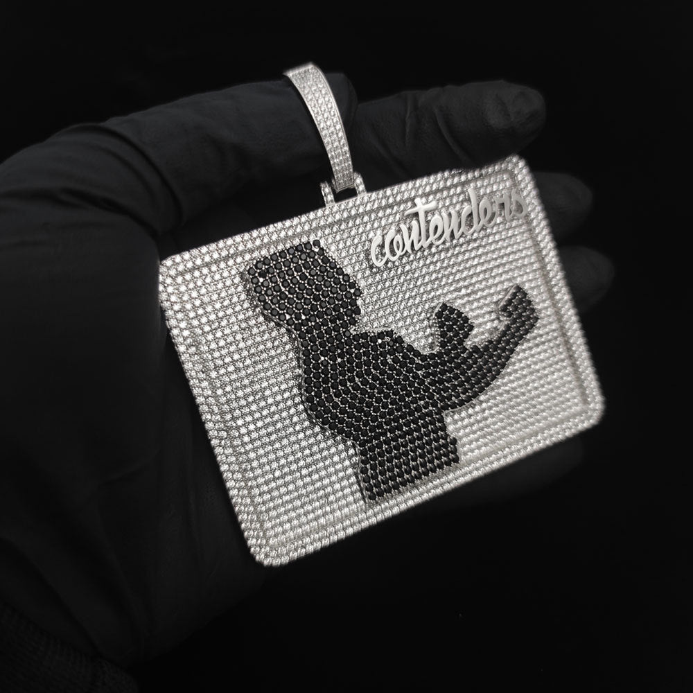 Hip Hop Rectangular Zirconia Custom Letter Pendant Gubanlink