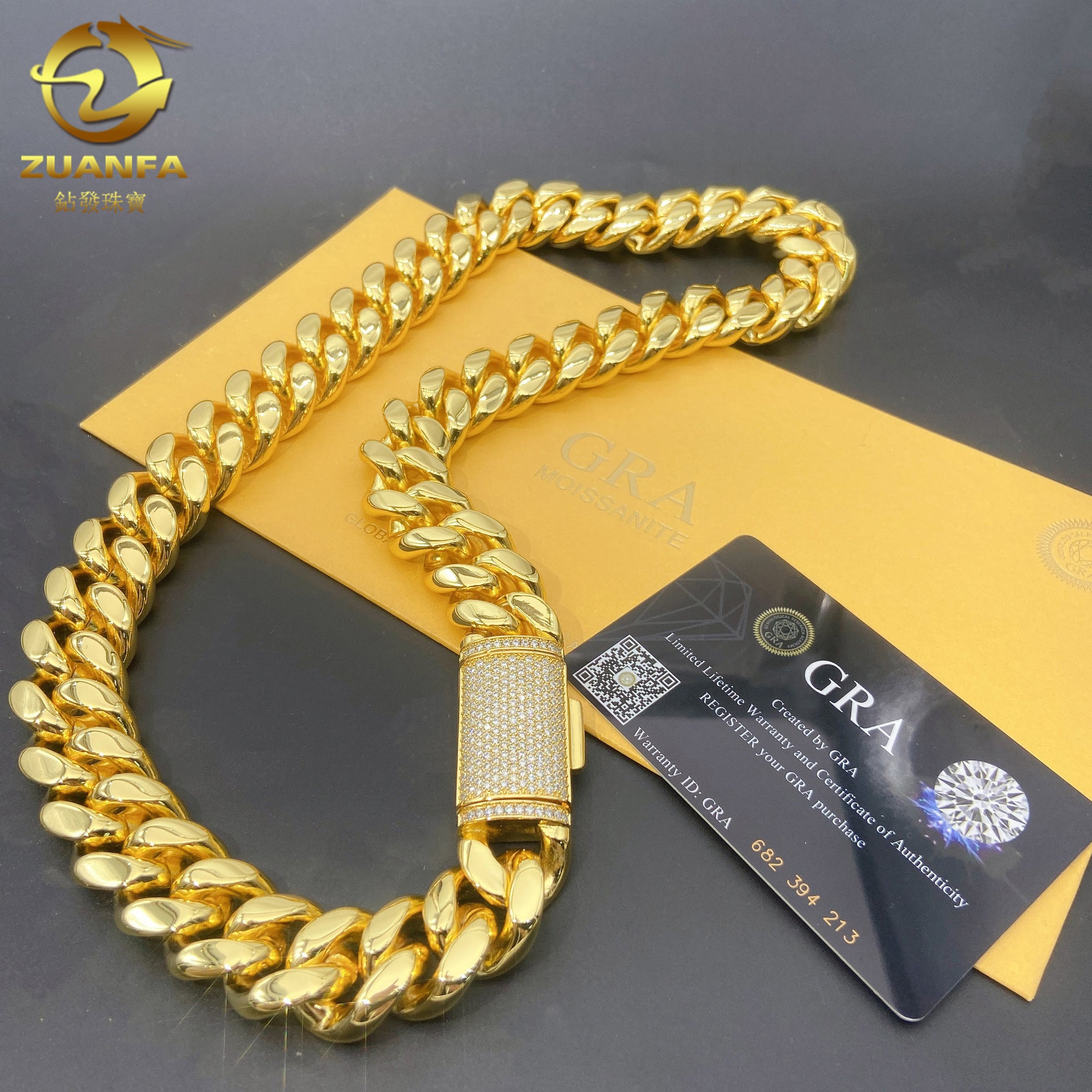 8-14mm Sterling Silver Moissanite Clasp Cuban Link Chains