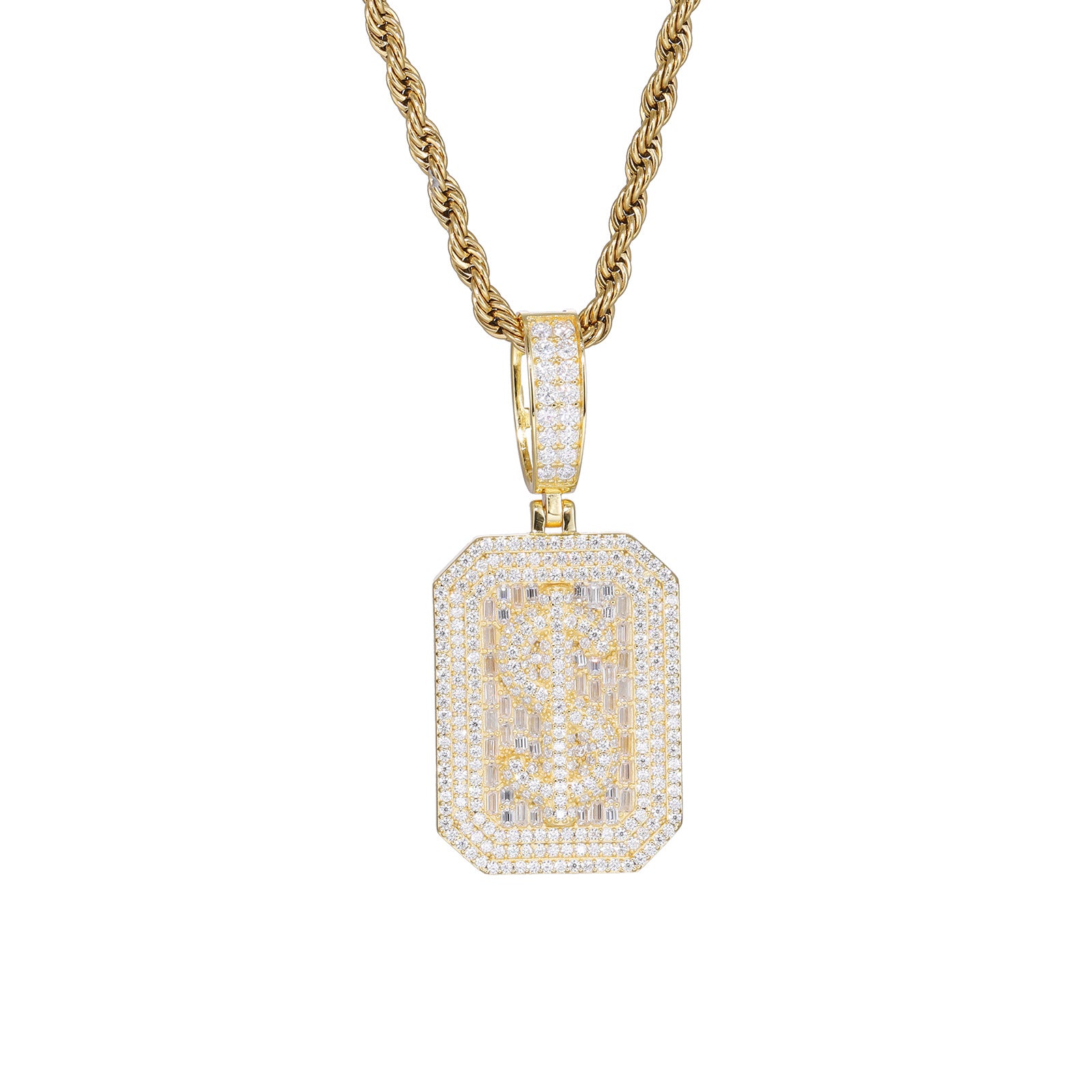Rectangular Moissanite Dollar Sign Sterling Silver Pendant