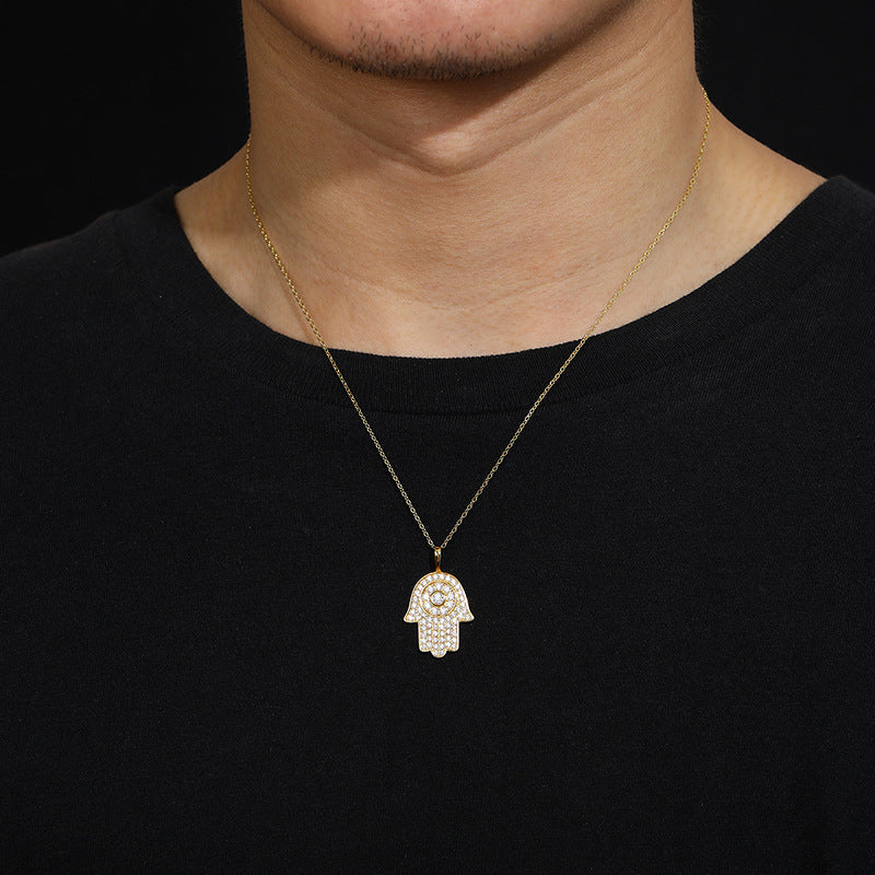 Hamsa Hand 925 Vvs d Moissanite Diamond Pendant