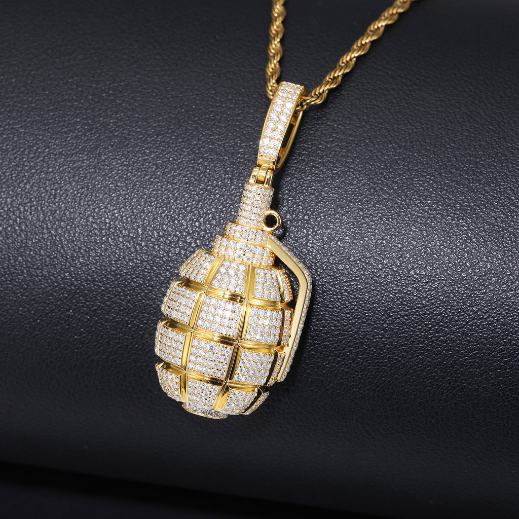 Moissanite Hand Grenade Pendant