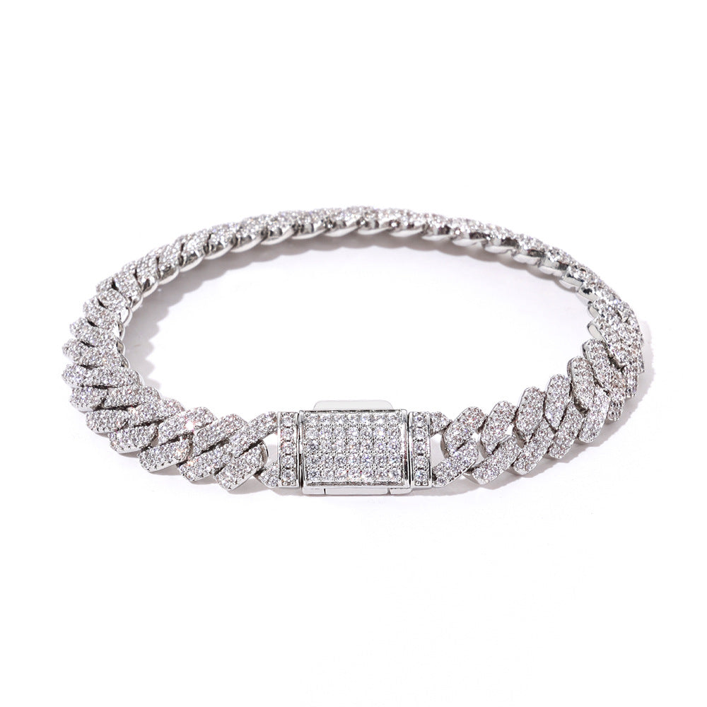 8mm S925 silver double row diamond moissanite bracelet Gubanlink