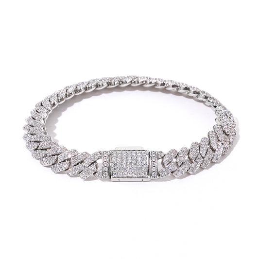 8mm S925 silver double row diamond moissanite bracelet
