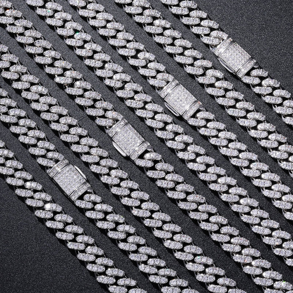 10MM White Gold Plated Iced Out Cuban Link Chain