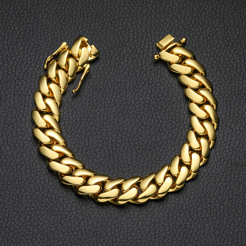 8/10/12/14/16/18MM 18K Gold Plated  Butterfly Buckle Miami Cuban Link Bracelet Gubanlink