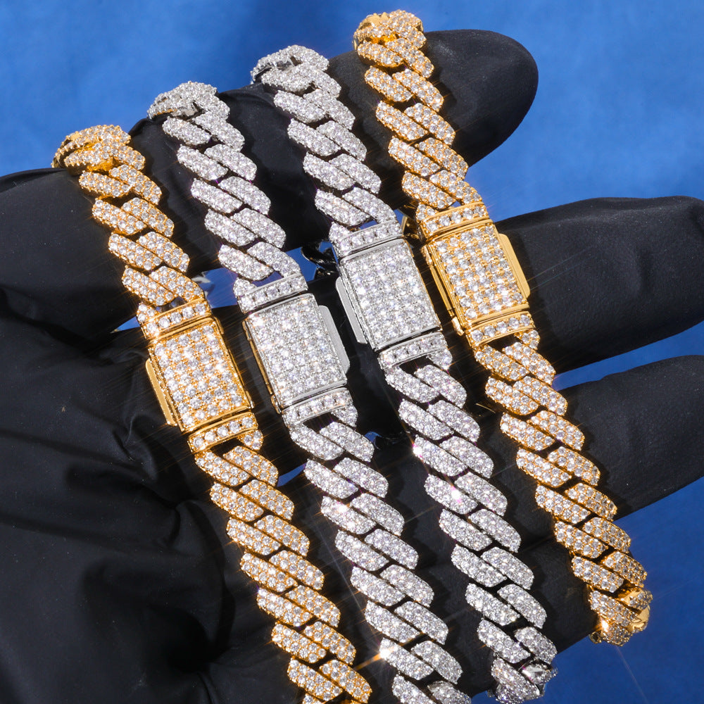 8mm S925 silver double row diamond moissanite bracelet Gubanlink