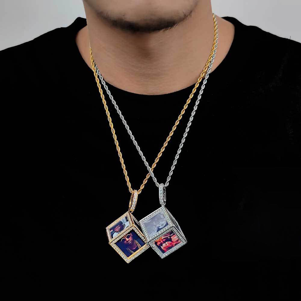 Cube memory photo pendant zircon DIY Thegoldlinks