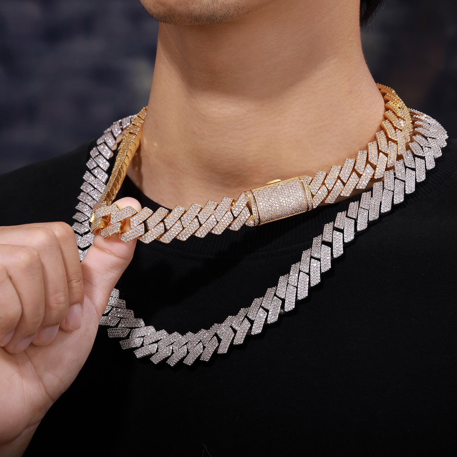 16MM Gold Plated Iced Out Prong Cuban Link Chain