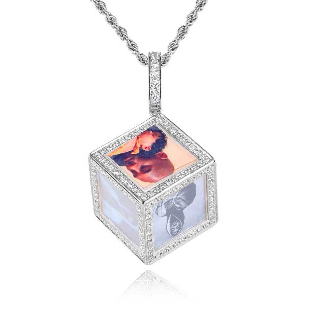 Cube memory photo pendant zircon DIY