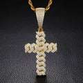 Moissanite and Diamond Cuban Cross Sterling Silver Pendant UCCIYO