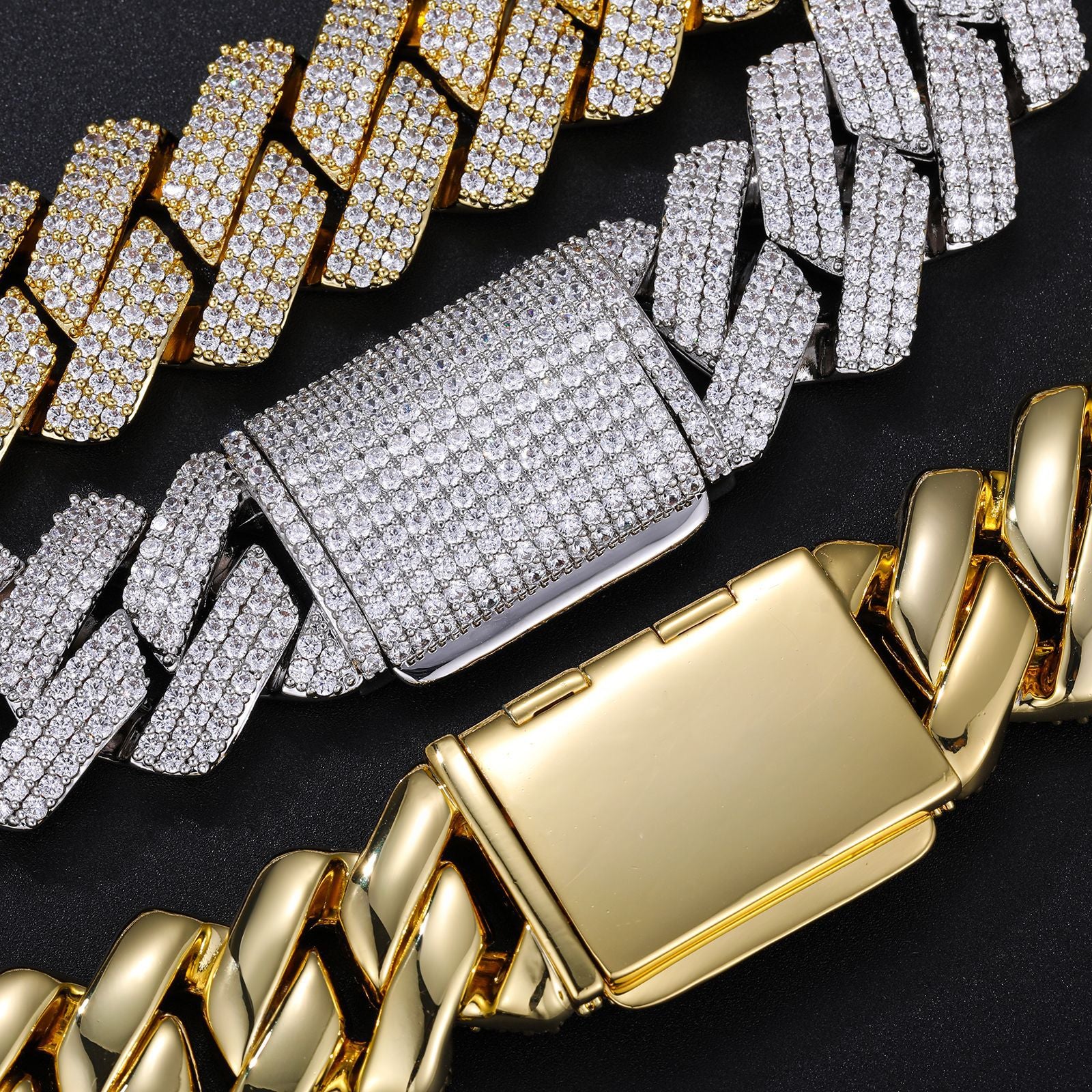 16MM Gold Plated Iced Out Prong Cuban Link Chain
