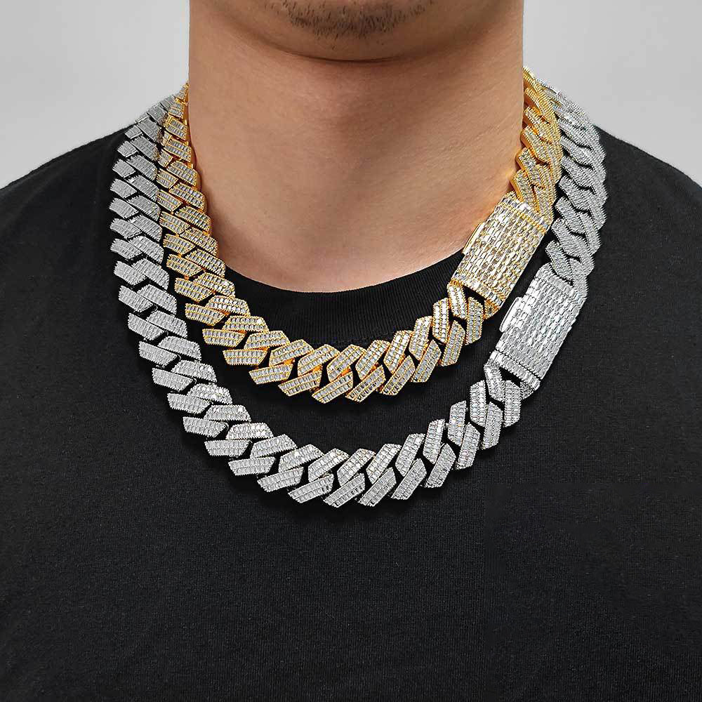20mm Double row T square Zircon Diamond Cuban Chain
