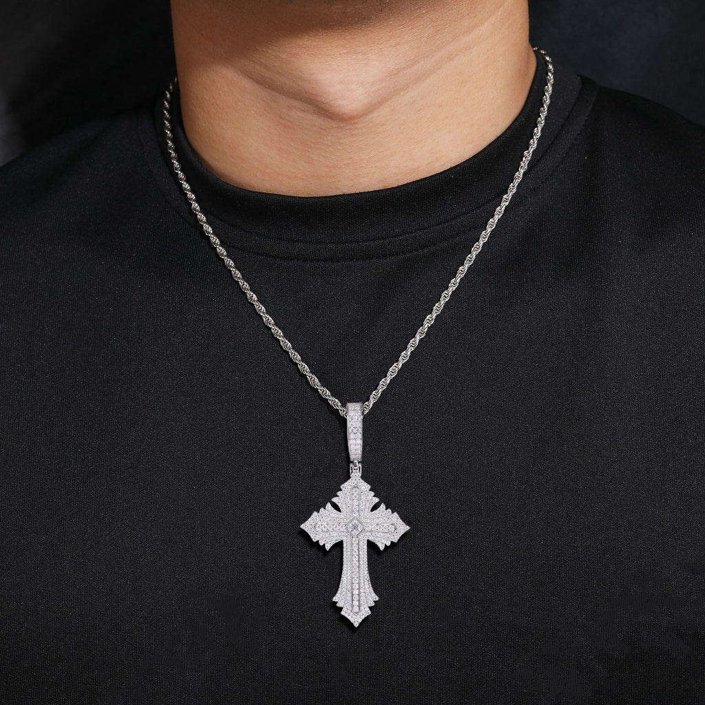 Moissanite Abstract Cross Pendant