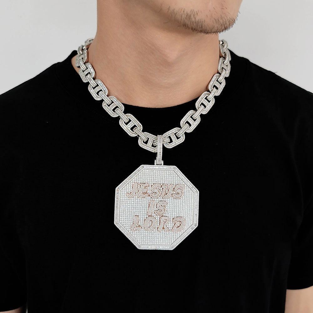 Custom Moissanite Personalized Octagon 3D Big Pendant