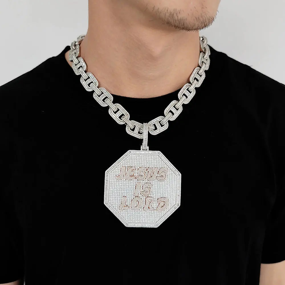 3D Big Octagon Custom Letter Pendant Thegoldlinks