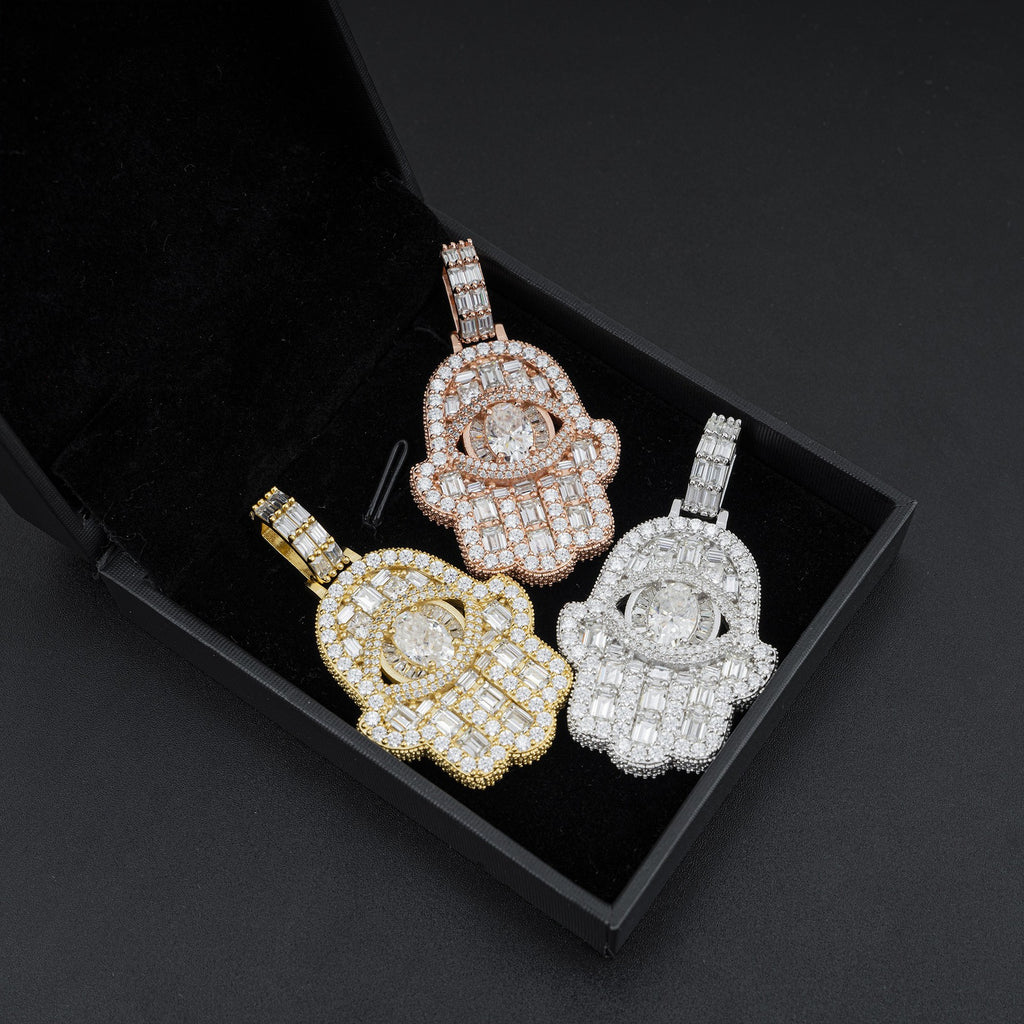 Eye-shaped Hand-shaped Moissanite Pendants