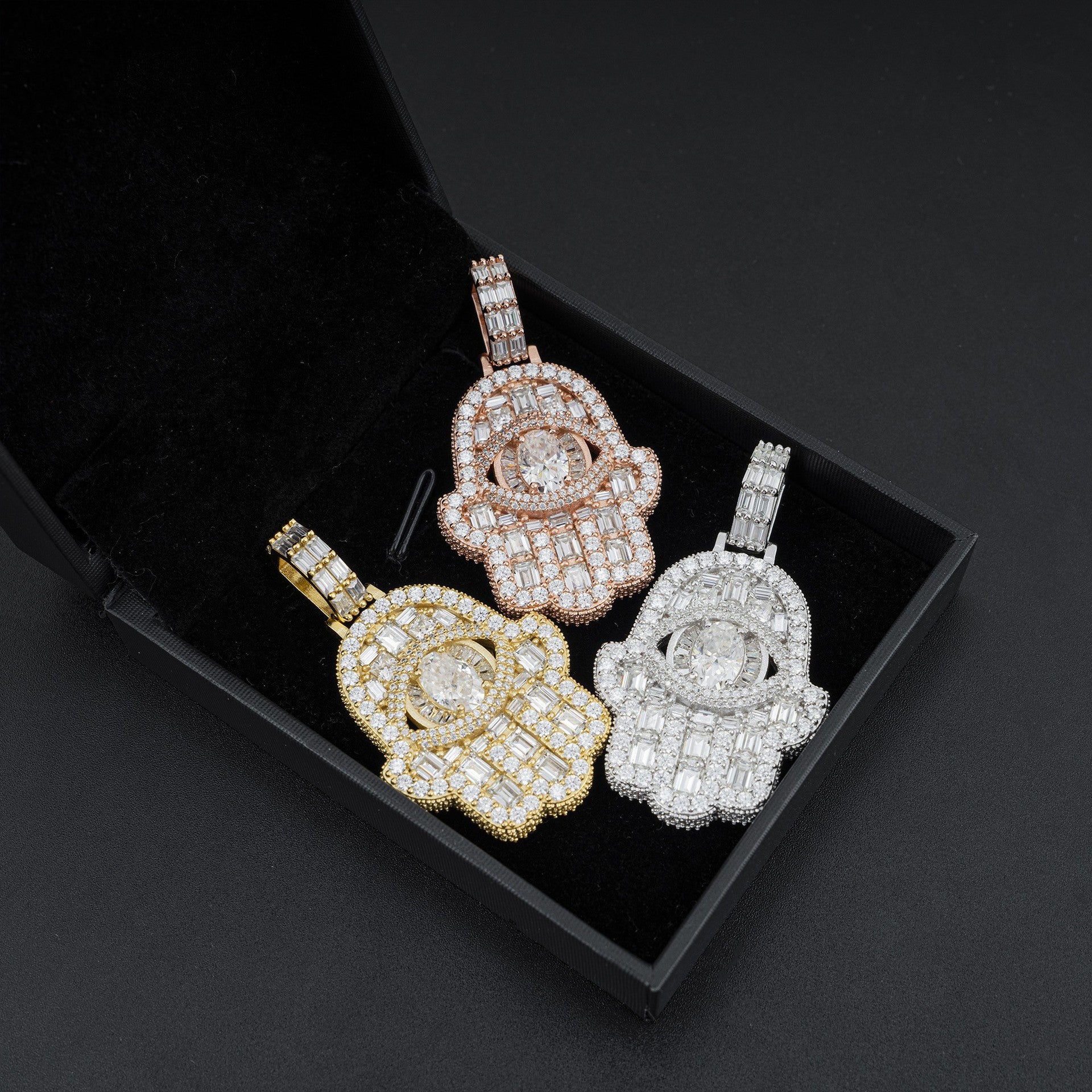 Eye-shaped Hand-shaped Moissanite Pendants