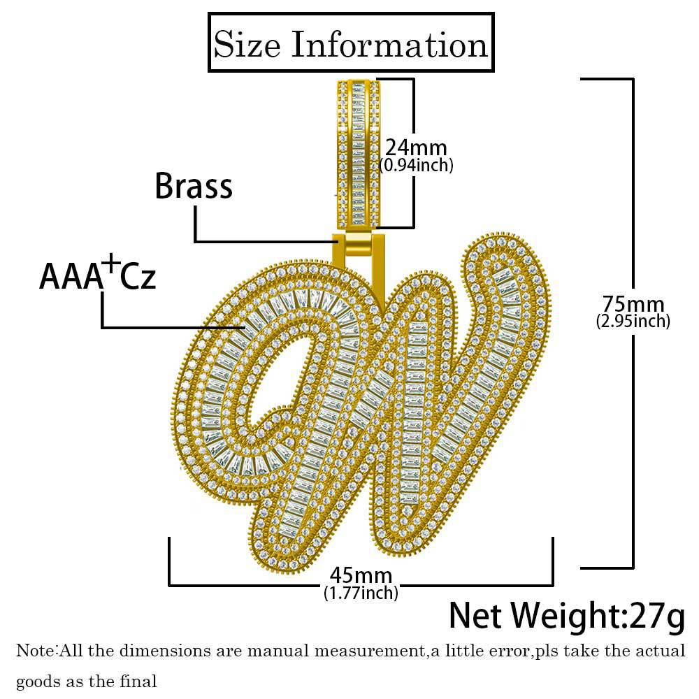 Customized Letter Square Zircon Pendant