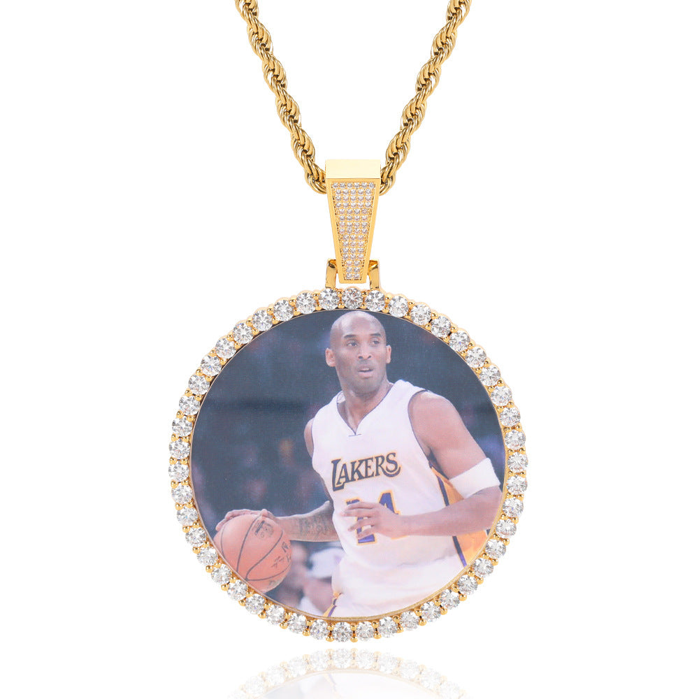 Moissanite S925 Sterling Silver Round Photo Frame Pendant