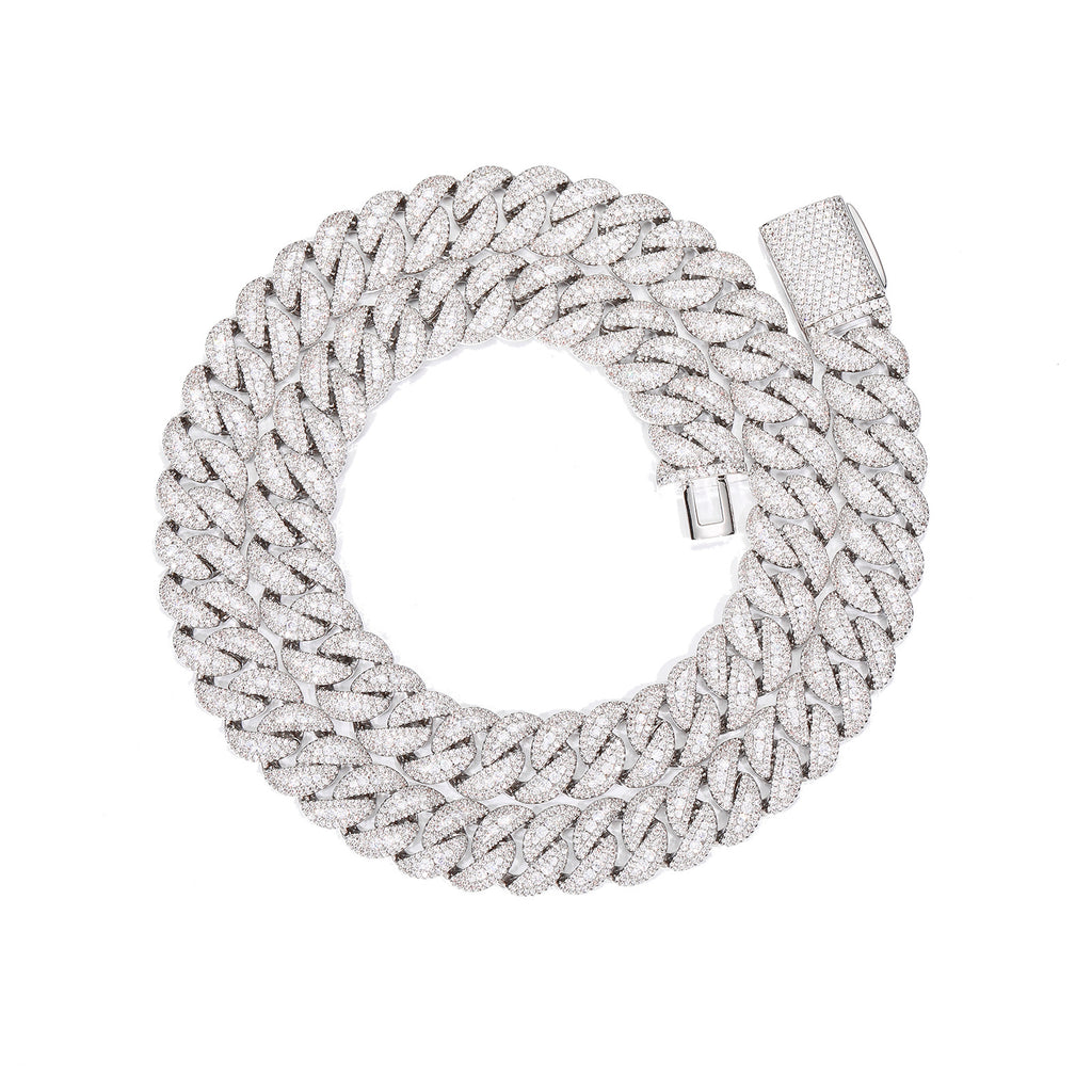 16mm Gold Plate Three-row Zircon bubble Cuban Chain