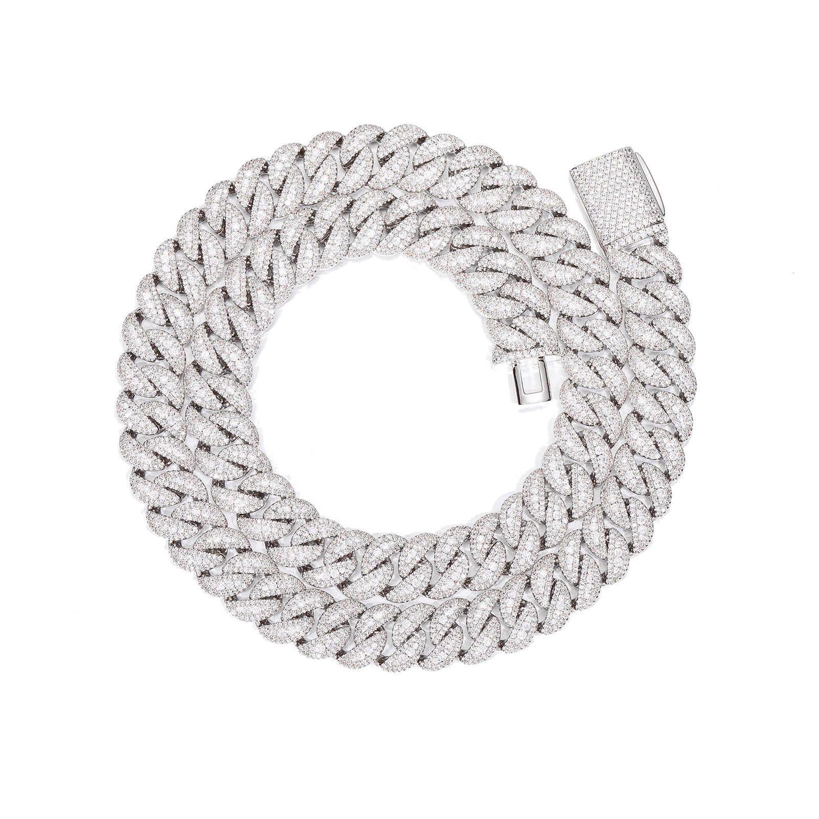 16mm Gold Plate Three-row Zircon bubble Cuban Chain