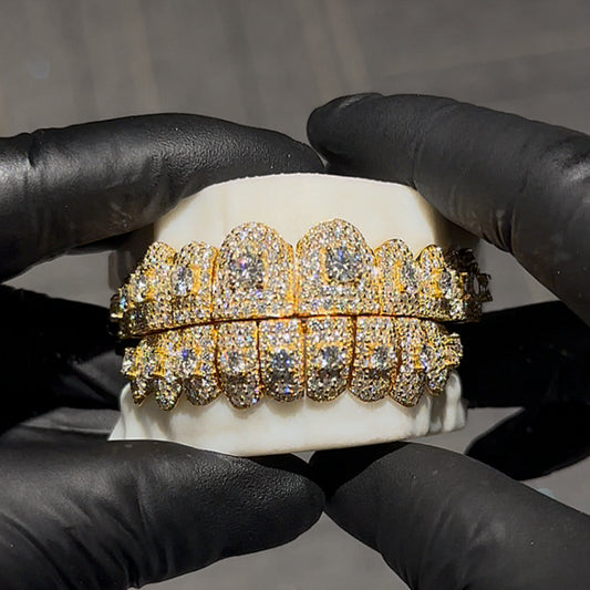 Big Stone Honeycomb S925 Moissanite Diamond Grillz