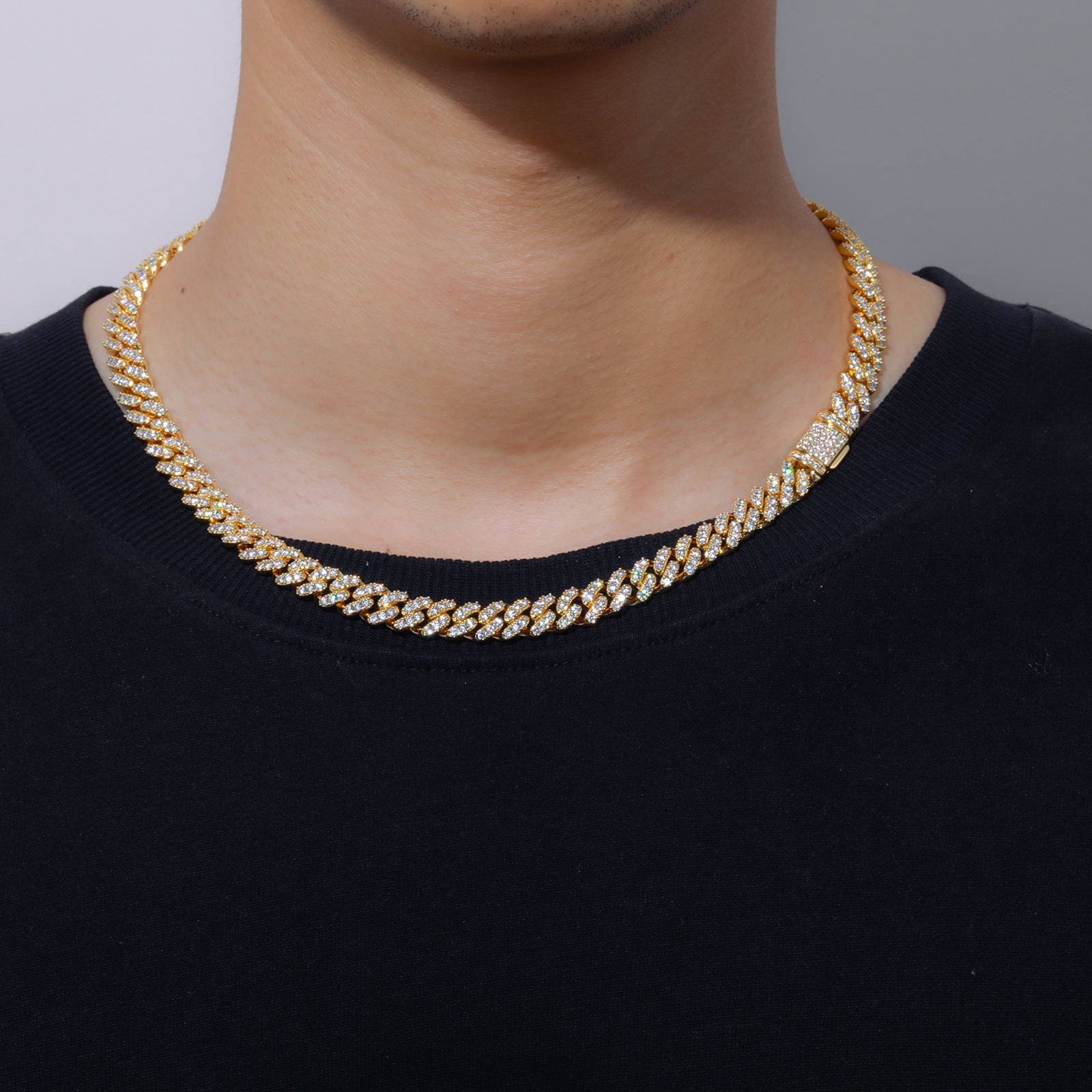 10MM 14K Gold Plated Iced Out Cuban Link Chain