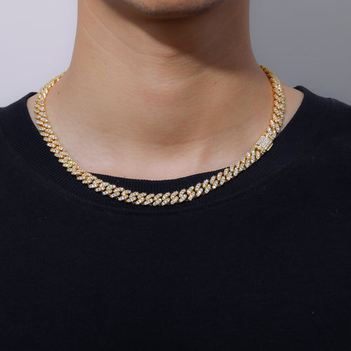 10MM 14K Gold Plated Iced Out Cuban Link Chain
