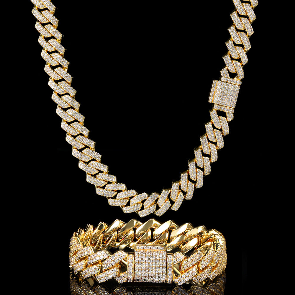 14mm 925 silver moissanite diamond cuban chain Gubanlink