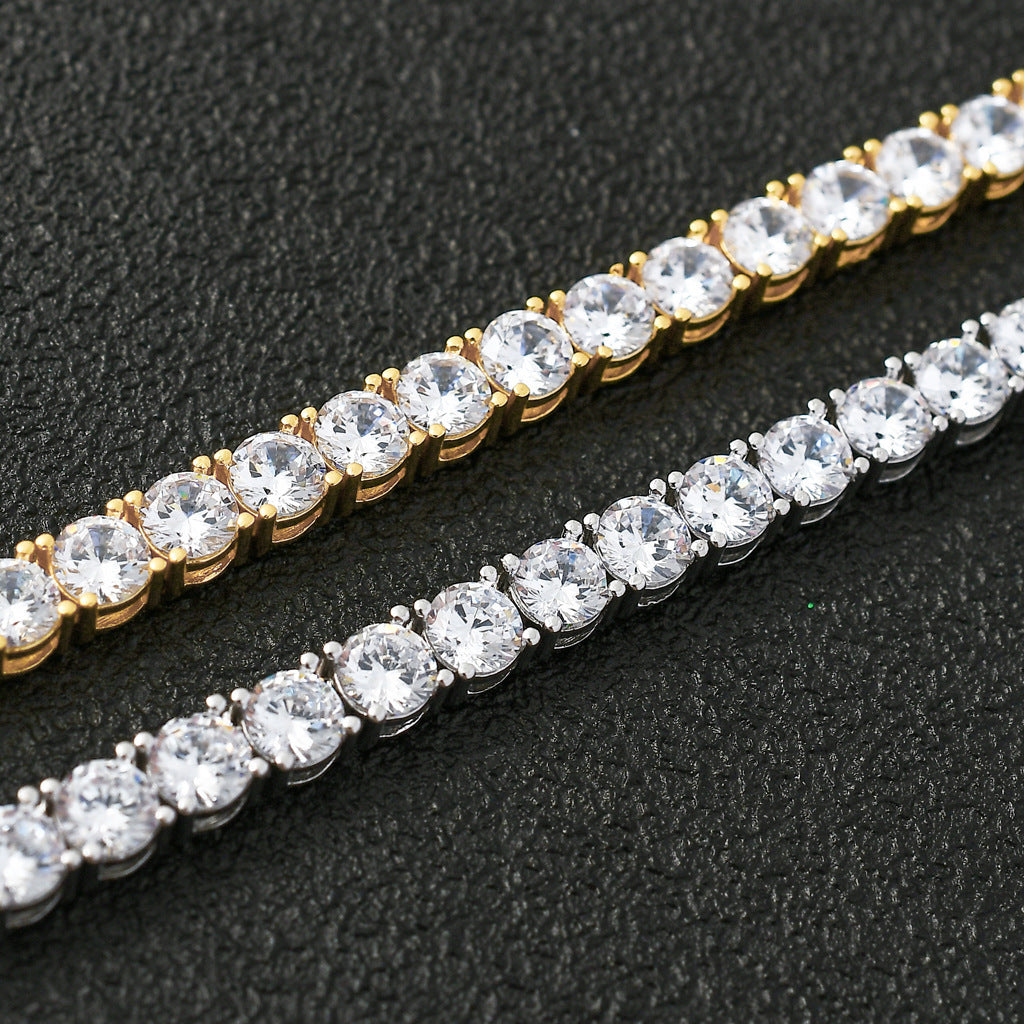 3-5mm S925 Silver White Gold  Moissanite Single Row Tennis Chains