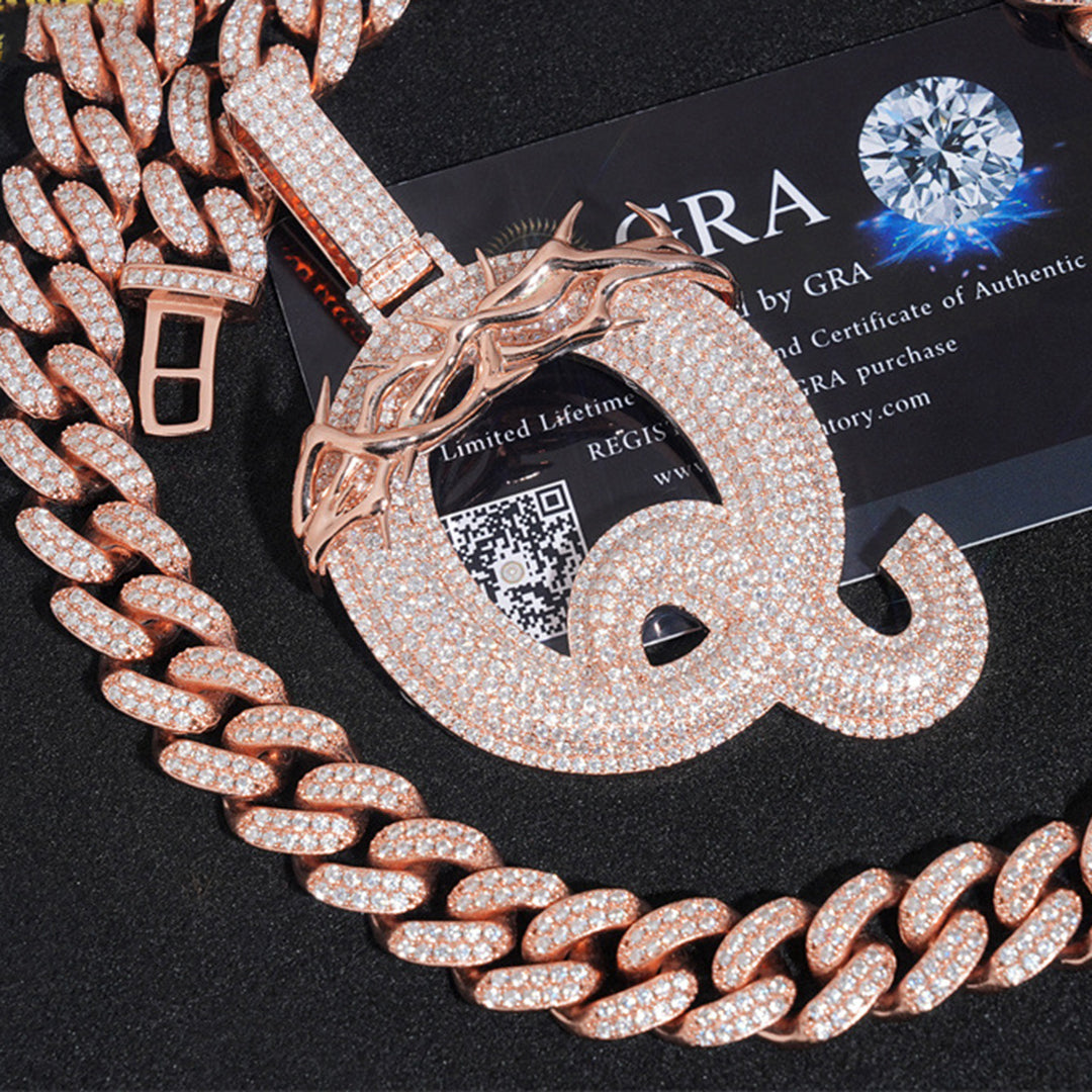 Custom Letter Q Moissanite Pendant gubanlink